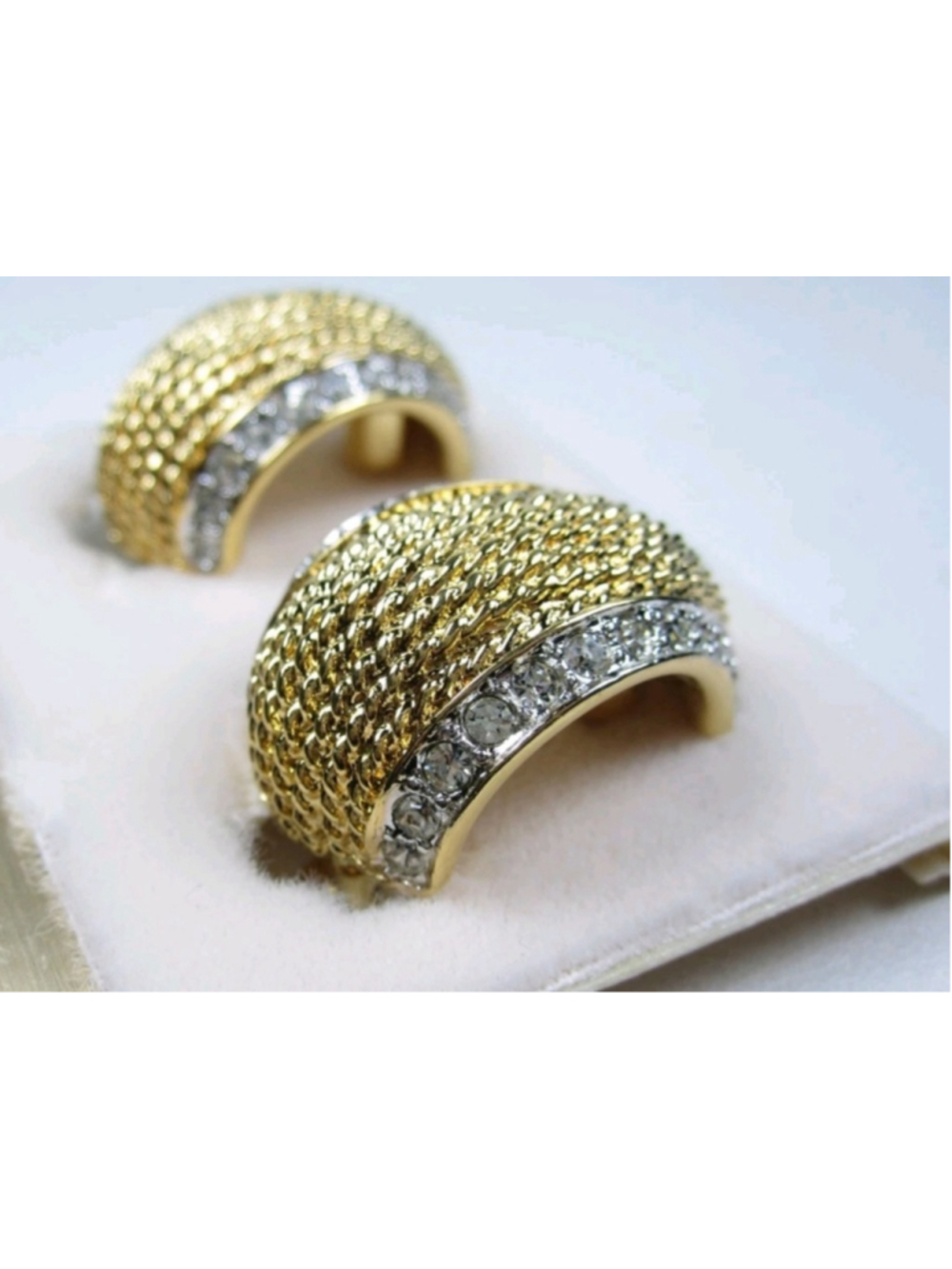 Vintage D’Orlan 22kt Gold Plated Swarovski Crystal Clip On Earrings